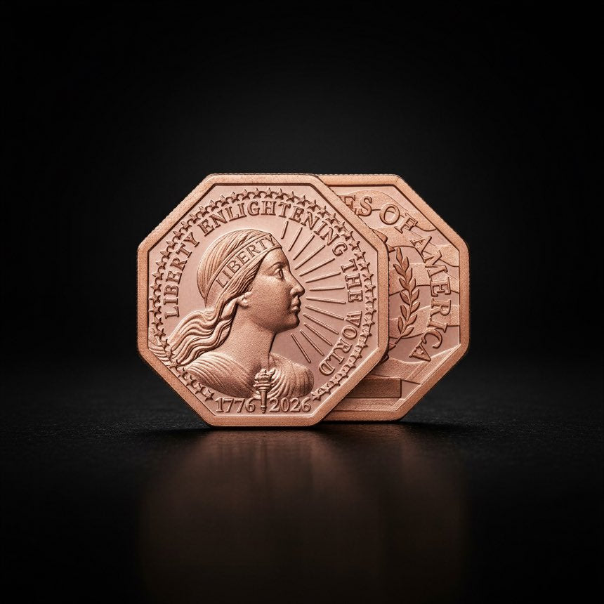 Front and reverse of the Real Liberty Copper coin