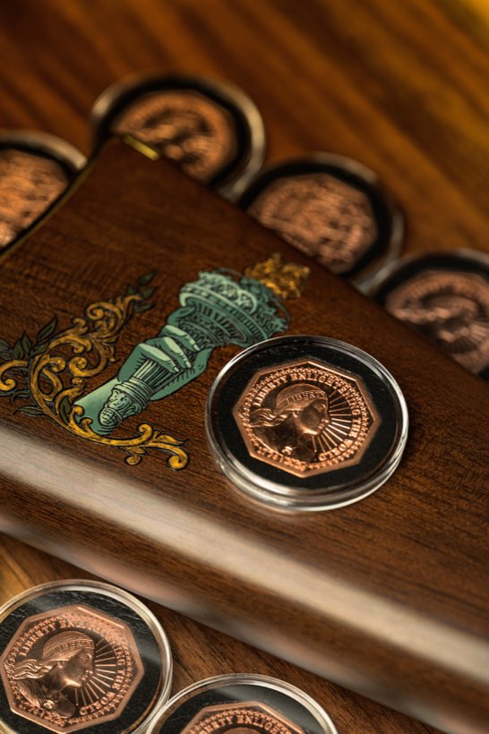 Real Liberty Copper coins in a keepsake display