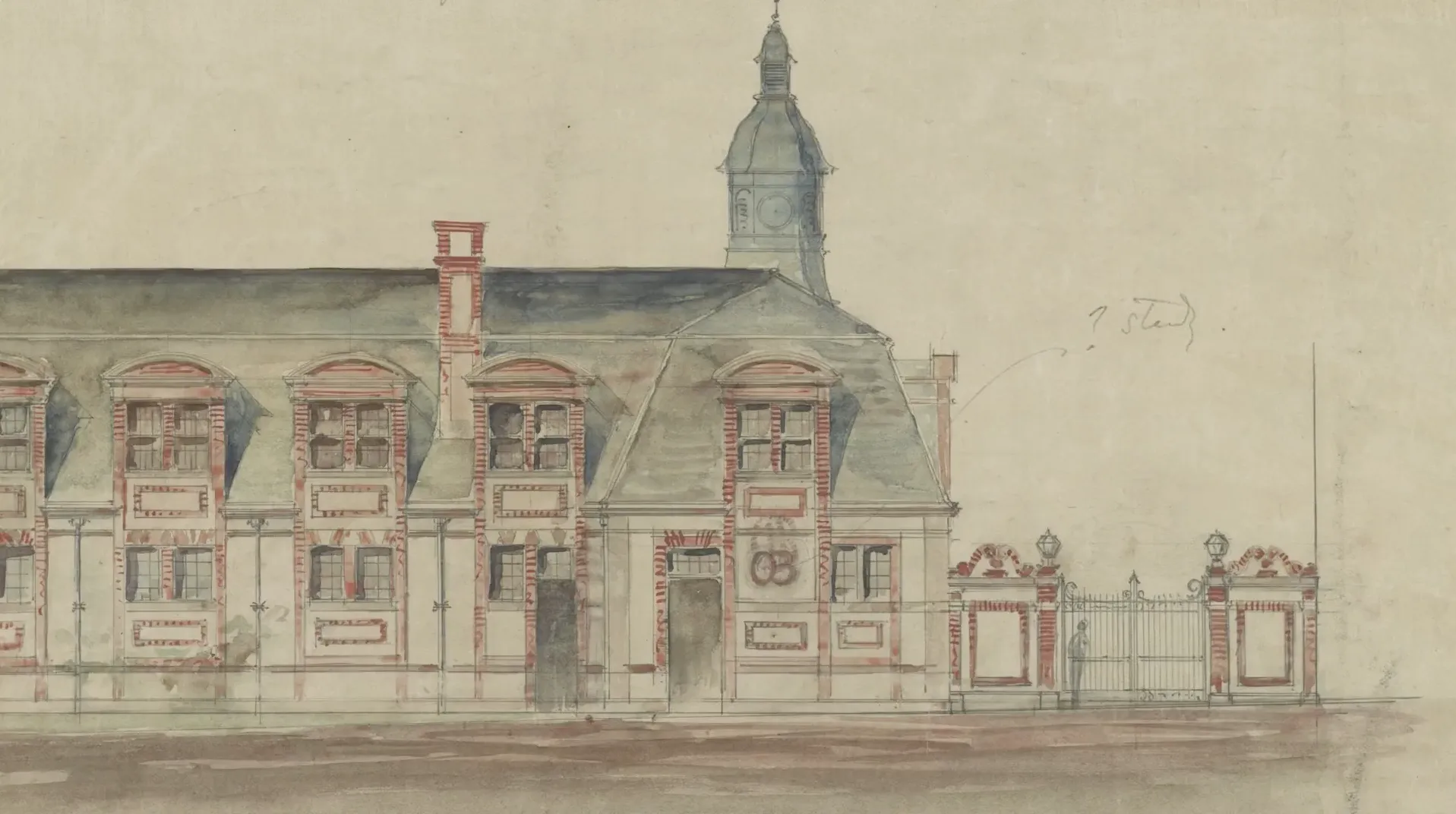 Original architectural drawing of Belcourt of Newport by Richard Morris Hunt