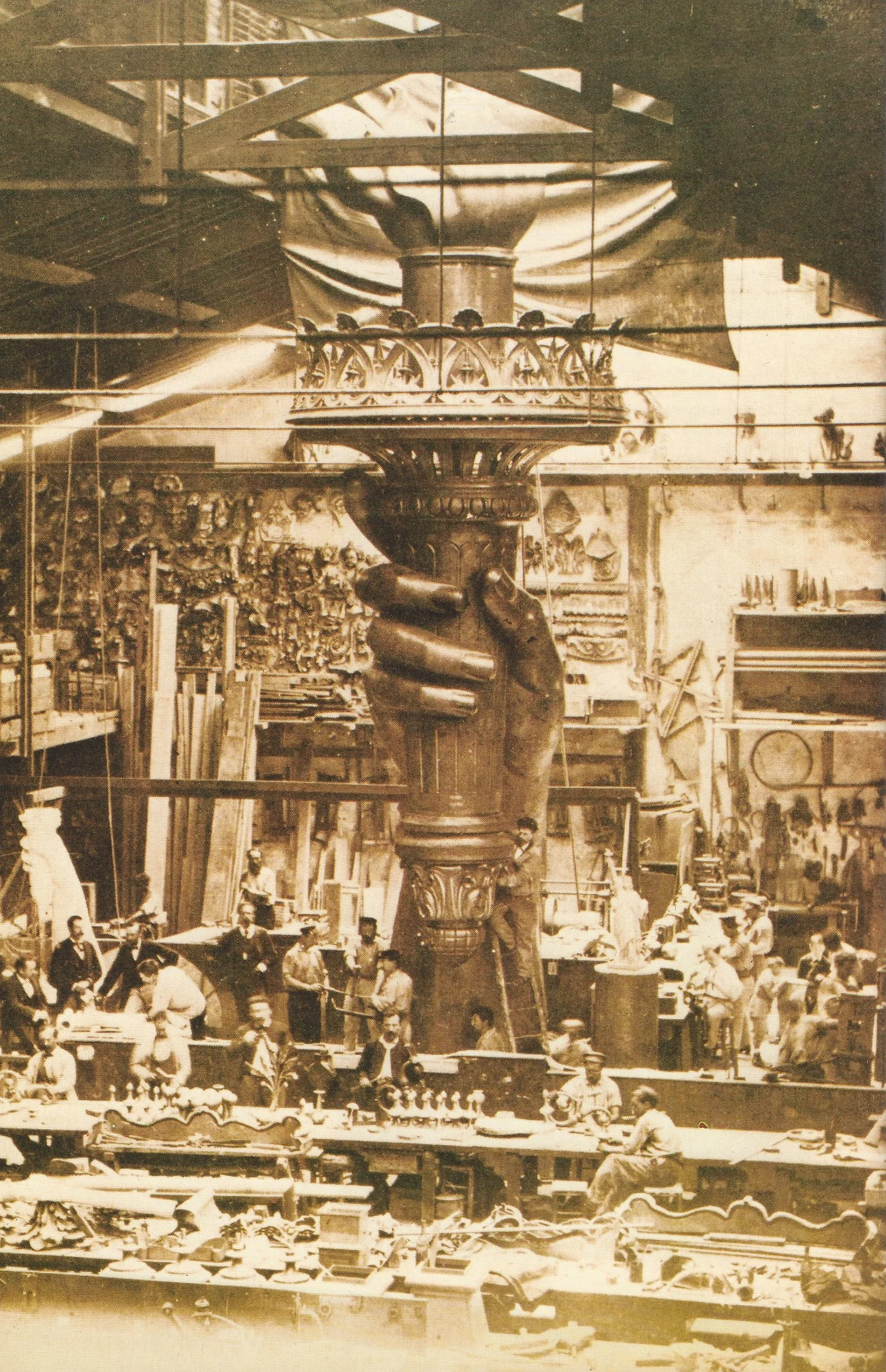 Construction of the Statue of Liberty's torch at the Gaget, Gauthier & Co. workshop in Paris